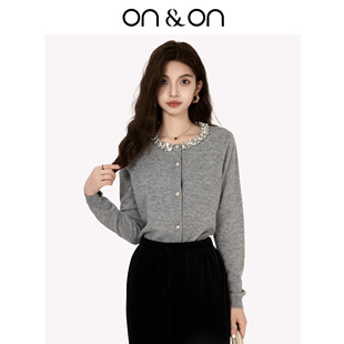 小香风外搭针织开衫 ON＆ON 100%羊毛轻奢时尚 新款 安乃安2025冬季