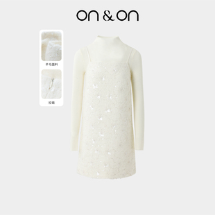 韩系千金风立体珠片绣花钉珠针织套装 新款 安乃安2025冬季 ON＆ON