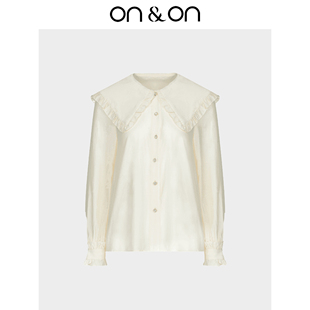 安乃安2025秋季 公主风简约衬衫 新款 海军领泡泡袖 韩系时尚 ON＆ON