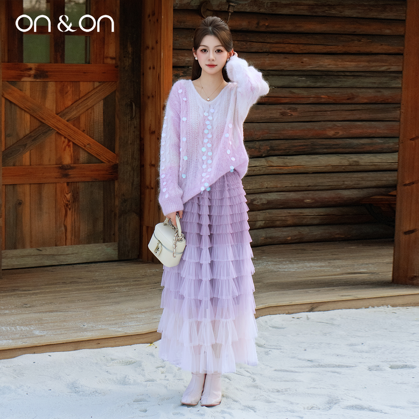 安乃安韩系松紧渐变浪漫网纱半裙