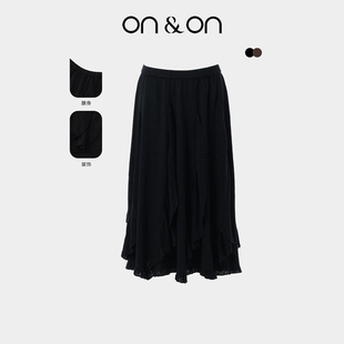 韩系通勤高腰松紧简约百搭针织半身裙 新款 ON＆ON 安乃安2025冬季
