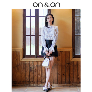 小衫 ON＆ON 盘扣碎花甜美公主袖 荷叶边新中式 安乃安2025秋冬新款