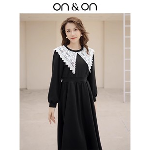 娃娃蕾丝领套头气质百搭显瘦口袋连衣裙 新款 ON＆ON 安乃安25冬季