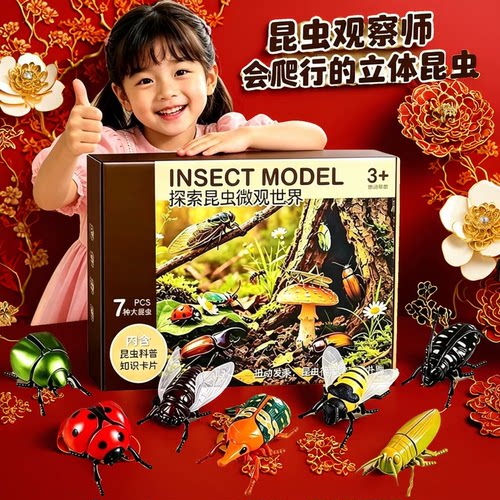 上链发条有翅昆虫仿真玩具可动蜜蜂知了夜光趣味儿童玩具礼物套装