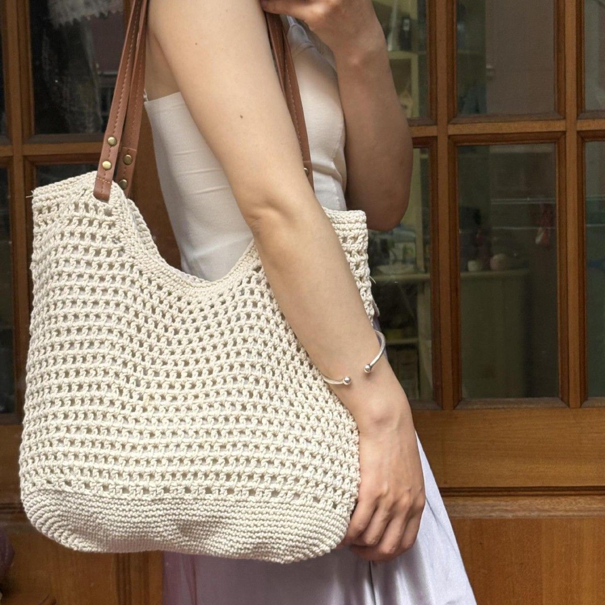 大容量包包女2025新款百搭单肩海边度假沙滩包手工编织通勤托特包
