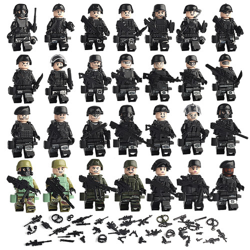 幽灵特警中国特种兵拼装儿童积木玩具小颗粒军事系列警察人仔男孩