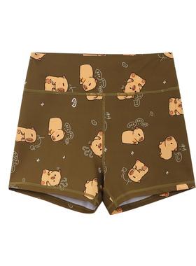 BromoSt 棕皮巴拉 健身短裤Crossfit提臀瑜伽健身束腰弹力花裤子