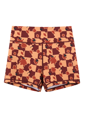 BromoSt 枯叶小猫 卡其棕红健身短裤Crossfit骑行瑜伽跑步花裤子