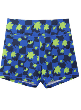 BromoSt 落叶小猫 蓝健身短裤Crossfit提臀瑜伽束腰弹力花裤子