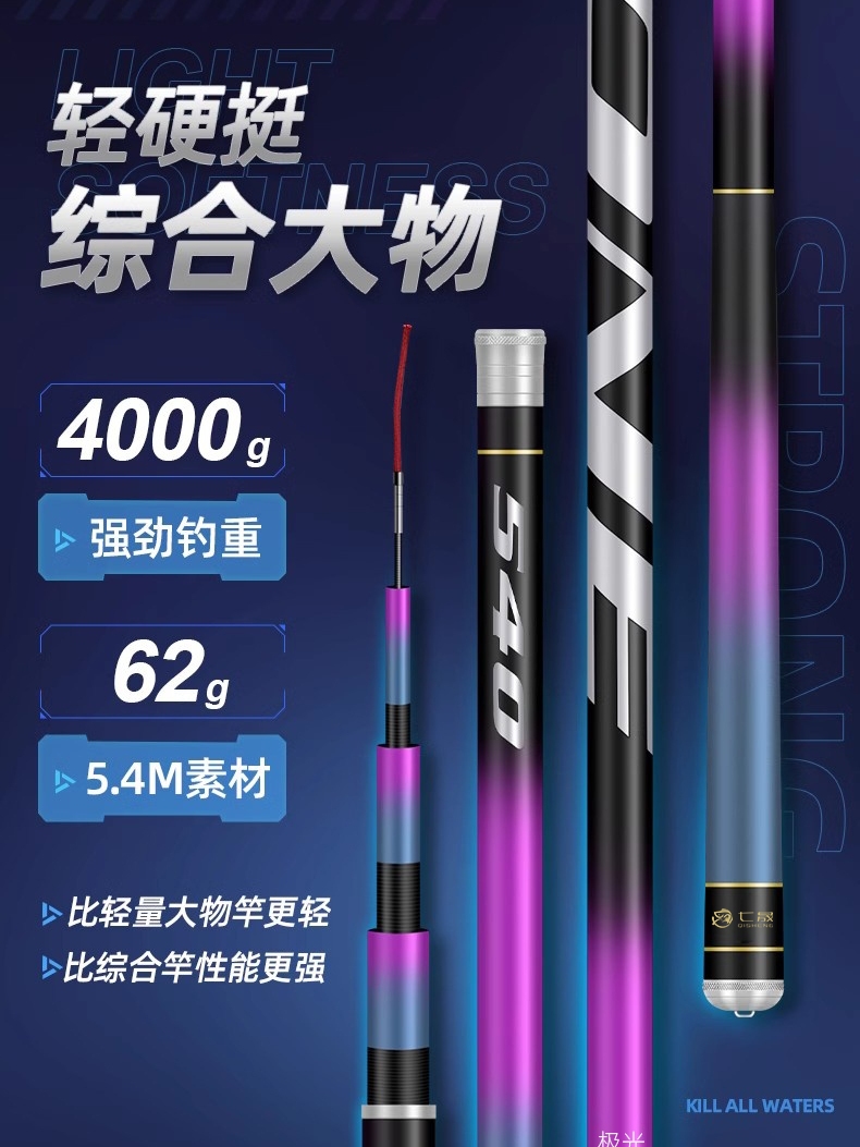 鱼竿手杆超轻超硬野钓黑坑钓鱼杆鲢鳙大物综合手竿鲫鱼竿极光正品