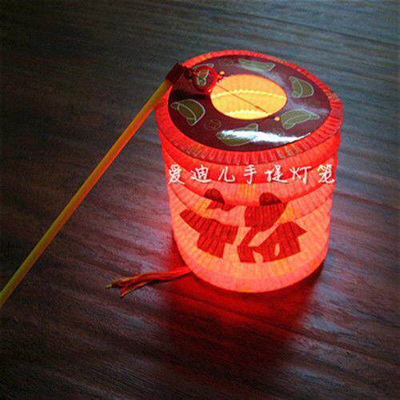 带福字手提纸灯笼风琴灯新年元宵节儿童玩具含蜡烛送手杆量大包邮