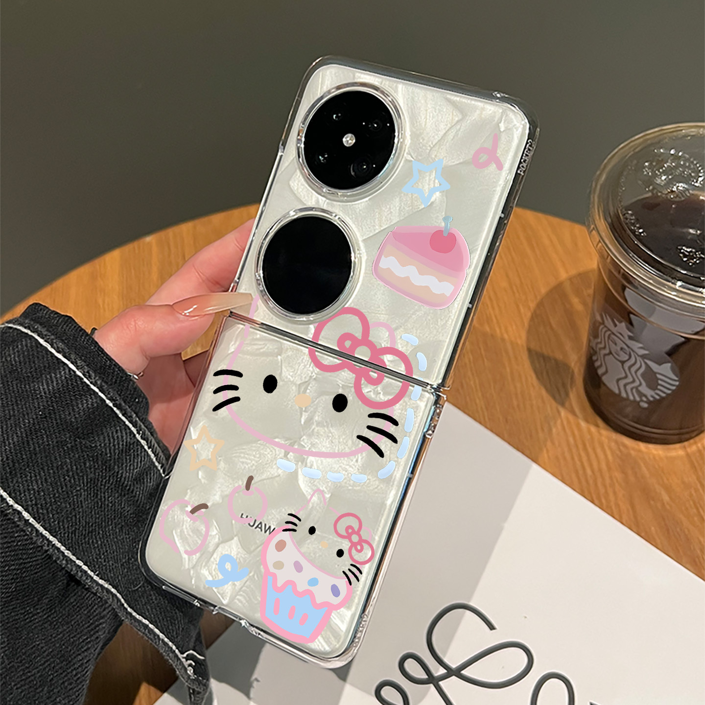 新款HelloKitty手机壳适用华为pocket2可爱女款p60pocket超火高级感保护套p50pocket s蛋糕kt猫pockets折叠屏
