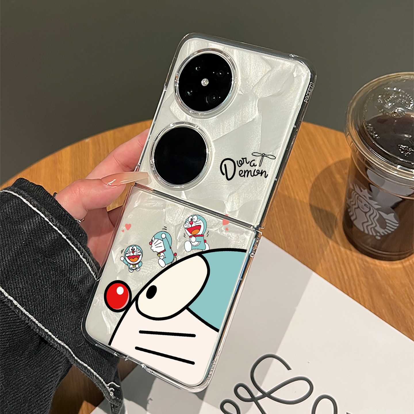 适用华为pocket2手机壳高级感小众p60pocket独特好看的p50pocket侧脸叮当猫pocket s透明哆啦A梦折叠全包外壳