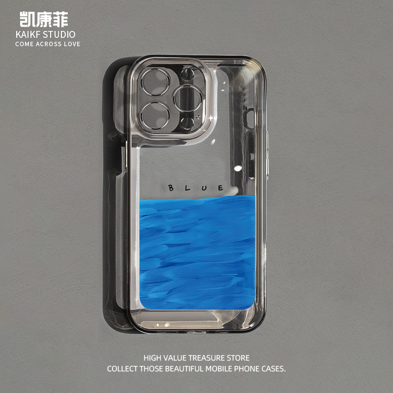 适用新款iPhone16promax的透明手机壳Blue海洋苹果17保护15plus套13高级感14pro小众12全包镜头14防摔11硅胶