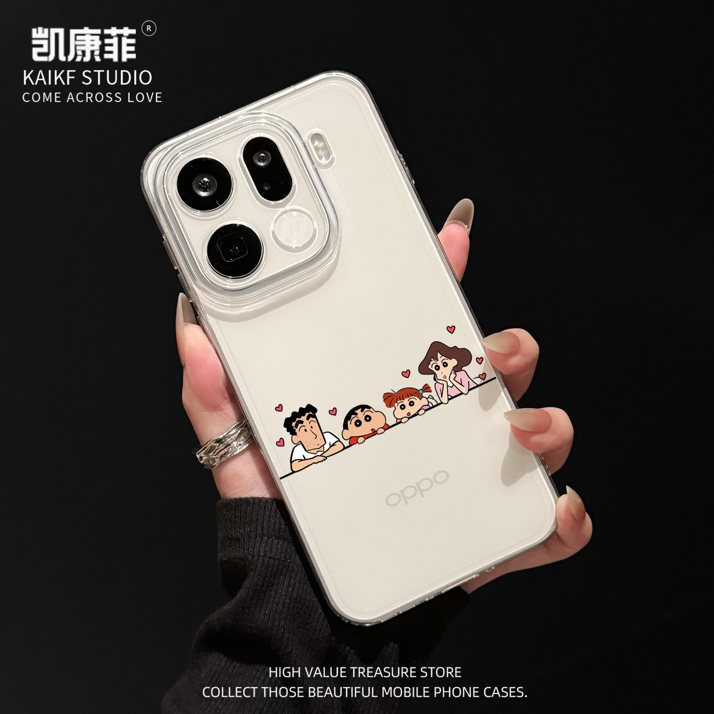 适用oppofindx9pro蜡笔小新一家四口手机壳新款findx8s+小众高级感x7ultra镜头全包防摔x6透明硅胶超火保护套