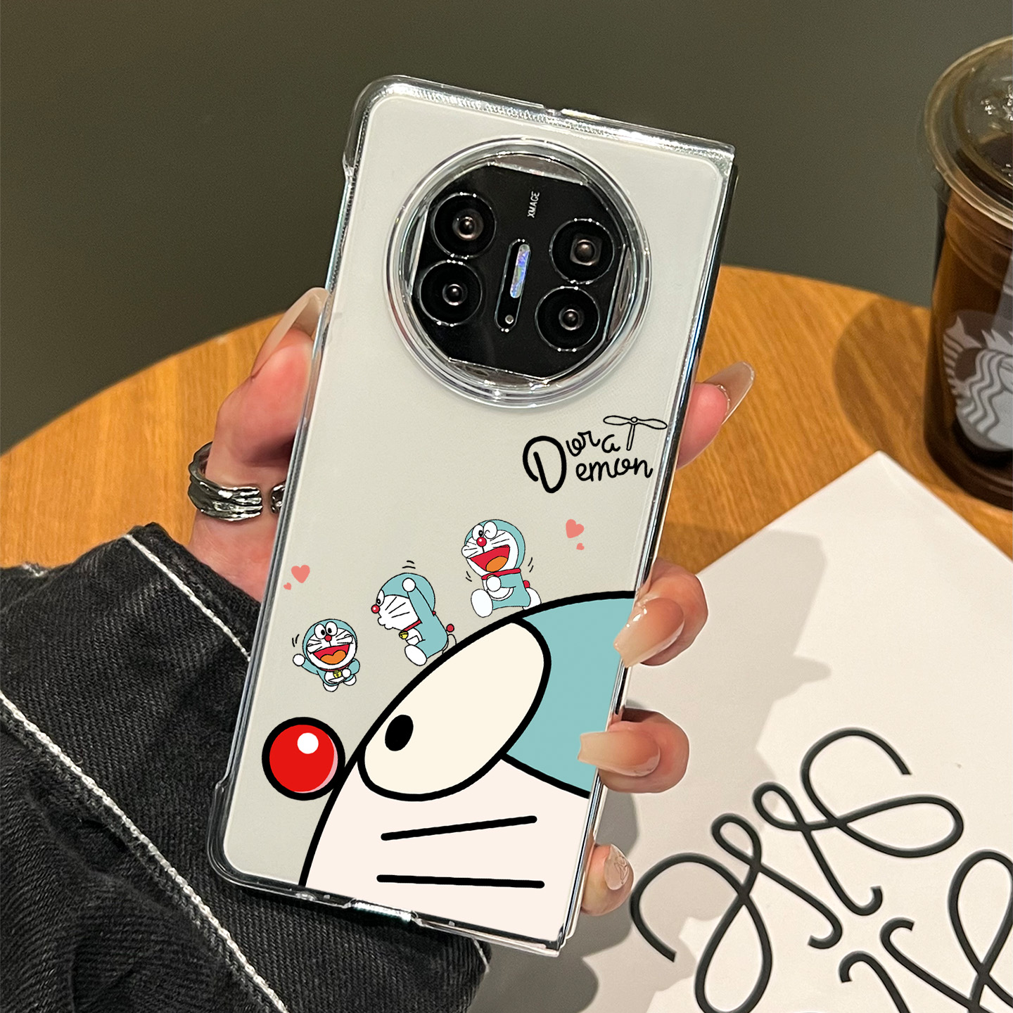 适用华为X6手机壳新款matex6侧脸叮当猫metax5高级感卡通全包防摔保护套X5典藏版X3独特好看的折叠屏透明外壳