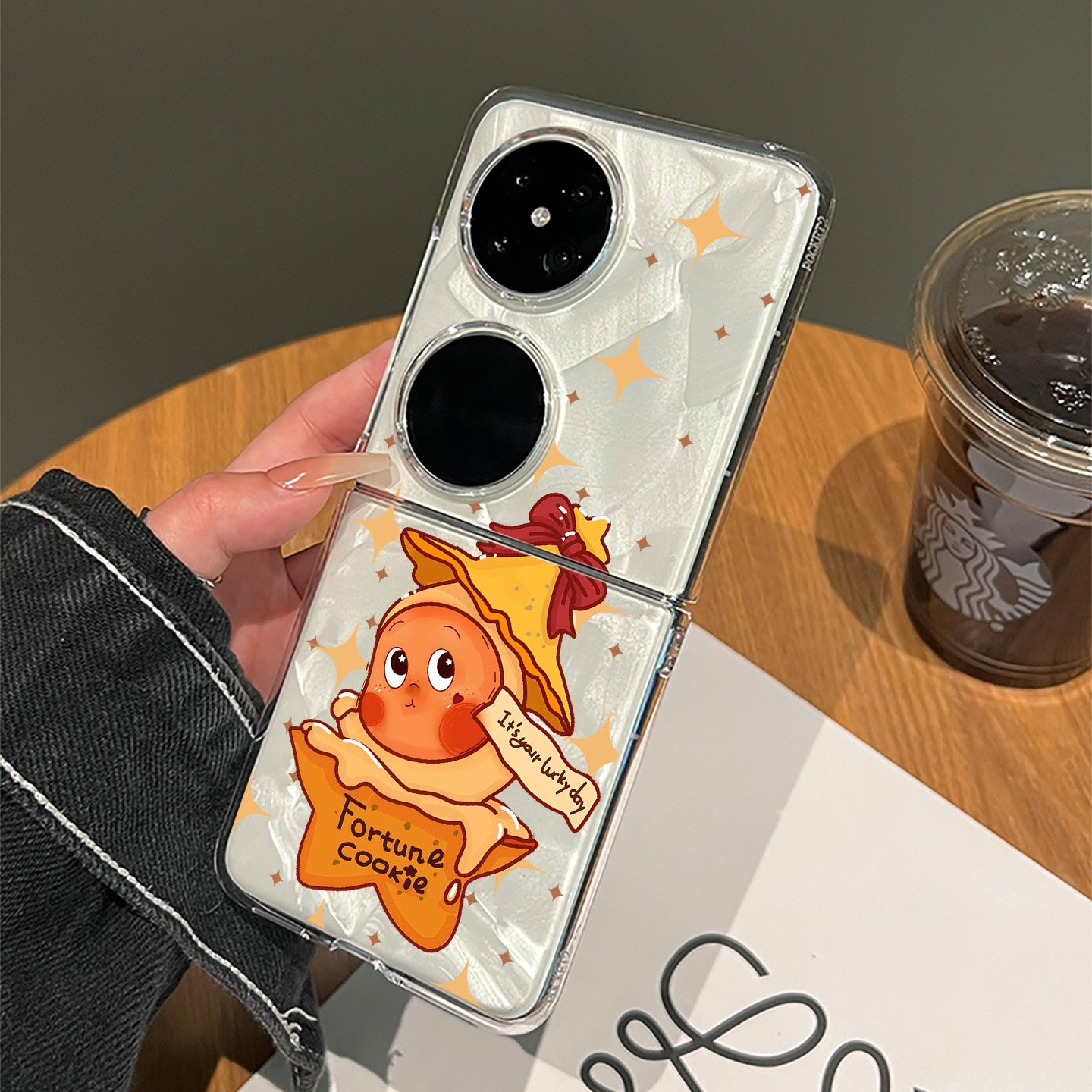 适用华为pocket2手机壳新款p60pocket幸运饼干星星人p50pocket独特好看高级感折叠外壳pocket s全包防摔透明