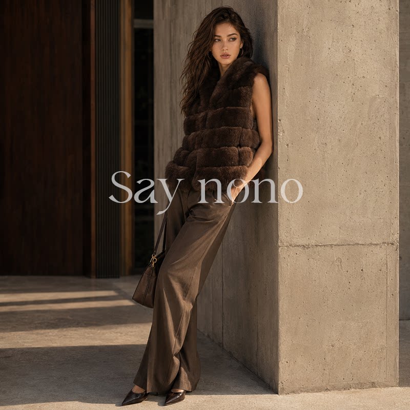懒猫nono/Saynono 【初恋】狐狸毛皮草马甲/1-WSWBG256219TFM图片