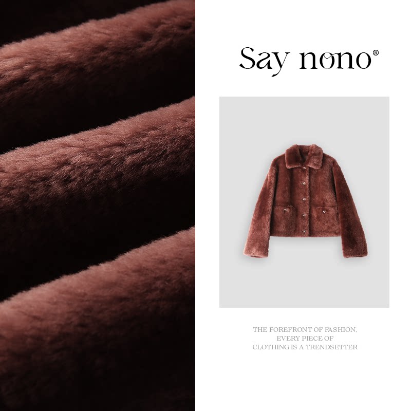 懒猫nono/Saynono 红色羊皮毛一体皮草外套/LQ262331