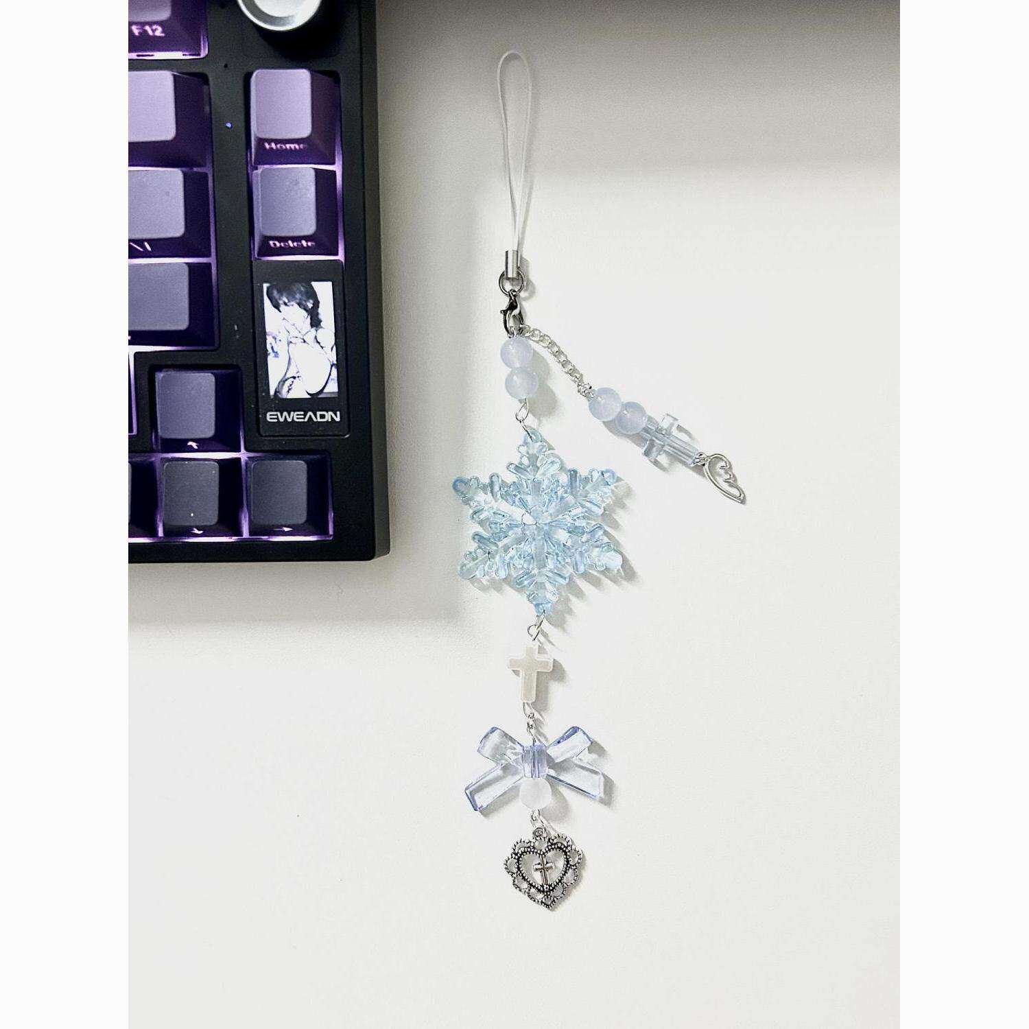 【蓝色水色雪花】ccd挂绳手作串珠自制少女心ins手机链可爱咕挂件