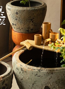 新品景德镇陶瓷鱼缸乌龟睡莲大型缸土陶粗L陶中式水缸落地摆件庭