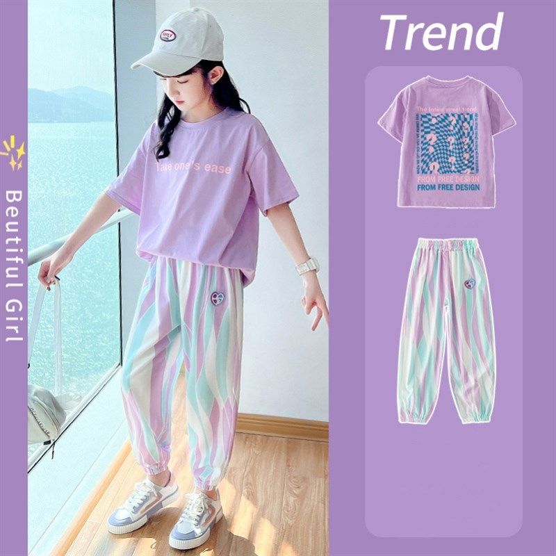 极速小童运动套装夏天运动服女宝B女中童夏季新款女童裤子夏季薄