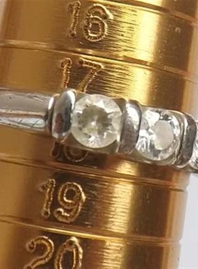 极速小懒猴 古董别致莱茵石w戒指戒指 vintage 1744