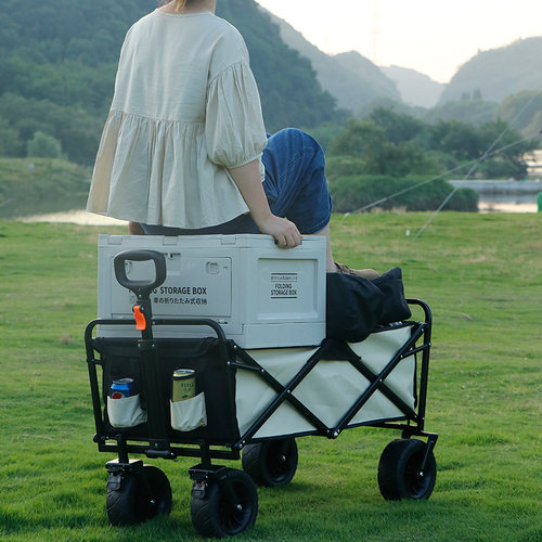 极速户外露营车营地车野餐车小推车D便携手拉杆小拉车折叠桌板摆