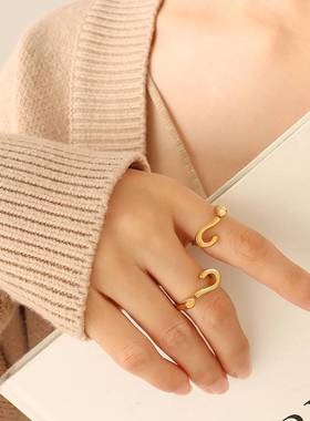 极速-Marka French ins question mark openiLng adjustable ring