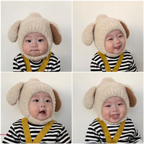 极速日本GP婴儿帽子秋冬婴幼儿兔子F耳朵毛绒绒保暖护耳帽宝宝帽