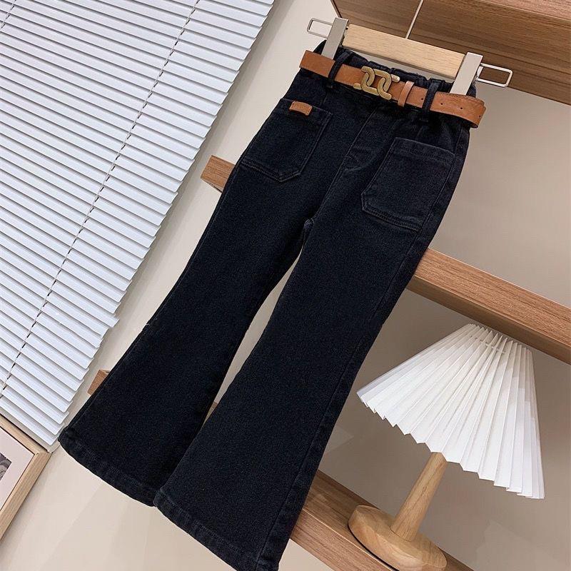 极速女童牛仔裤春秋2023新款儿B童喇叭裤百搭洋派中大童高腰弹力