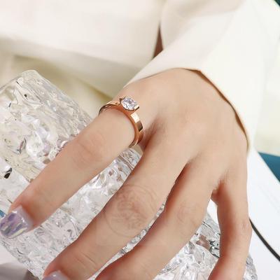 极速。Fashion Tanabata gift coupleD ring zircon ring simple