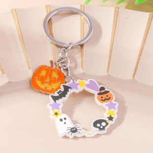 Baty 极速Halloween Witch Skull Key Keychain Ghost Pumpkin