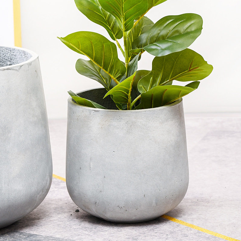 极速楼夏家水泥花盆简约欧式个性创意盆栽室内仿S真绿植圆柱形线