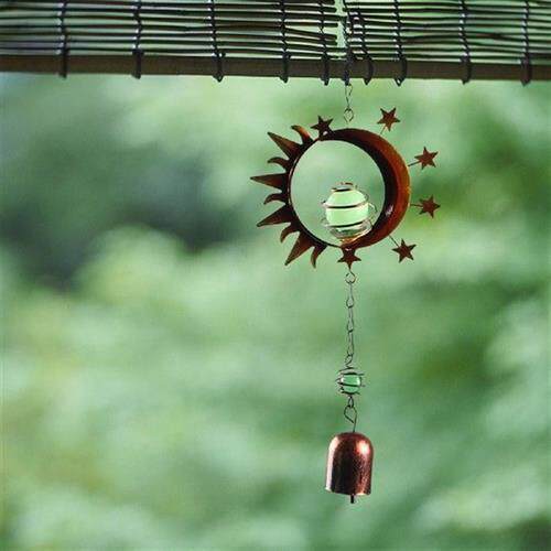极速Iron Art Wind Chime Sun Moon Earth WindN Chimes Yard Gar