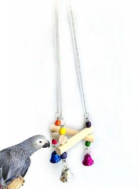 极速Parrot Swing Woodern Colorful Bead Funny Bird Swing Perc