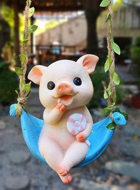 极速44934园庭m院摆件爱兔子攀登爬壁挂件可户外民宿幼树儿园花盆