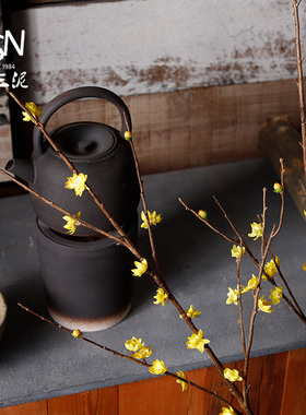 新品135cm仿真梅花树s枝腊梅假绢花黄色中式客厅落地插花婚庆装饰