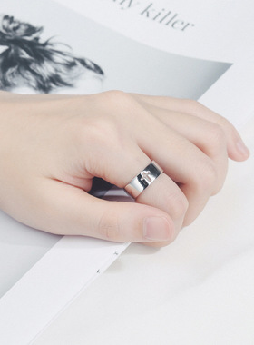 极速欧美风ins极简镀银十字架戒B指女日韩网红轻奢开口戒指食指戒