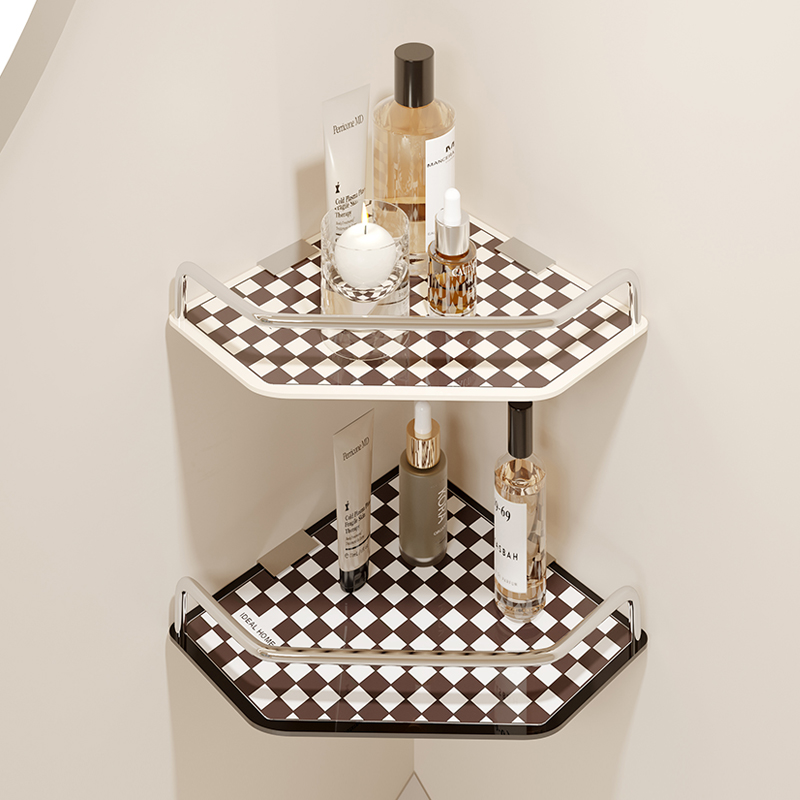 极速卫生间浴室三角置物架免打孔壁挂式厕所O洗漱台墙上化妆品收