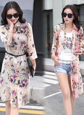 极速TingYiLi Women Cardigan Summer FlowJer Print Boho Beach