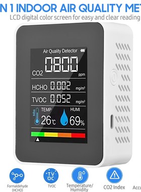 极速CO2 Meter 5in1 Foqrmaldehyde HCHO TVOC Tester Co2 Sensor