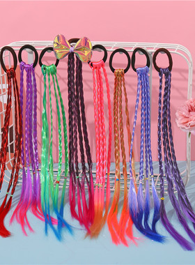 极速hair clips 儿童彩色假发辫子马尾编发 炫R彩渐变色发绳麻花