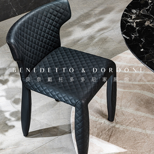 极速意式 极简餐椅家用现代简约餐桌椅子黑色凳N子靠背轻奢北欧202