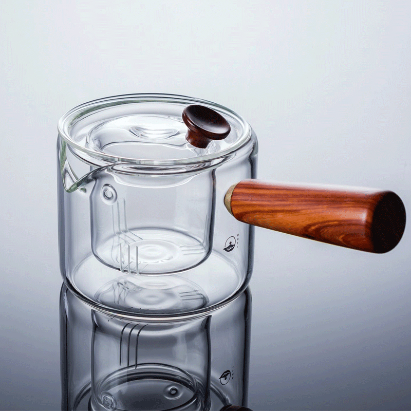 极速新品二代电陶炉手o工实木侧把壶玻璃耐热煮茶壶日式茶具加厚