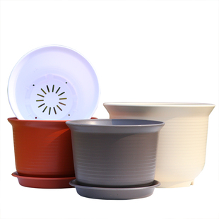 极速长盛花盆f树仿陶瓷树脂塑料加仑花盆圆形中钵绿萝多肉盆大型