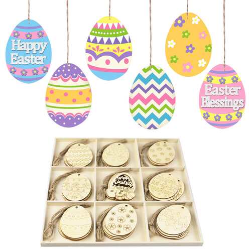 极速New Easter Wooden Laser Pendant Rabbit Egg DeTcoration H