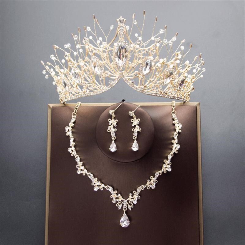 极速结婚皇冠头饰2023年新款新娘三件套婚纱王冠T大气头冠配饰仙