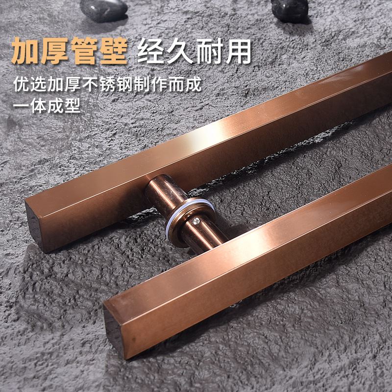 极速玻璃门拉f手不锈钢加厚方管拉手酒店门不锈钢黑色玫瑰金拉门