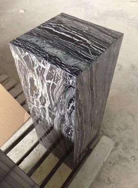 极速天然古木纹黑木纹大理石底座基座装饰L品摆台抽象雕塑展示台